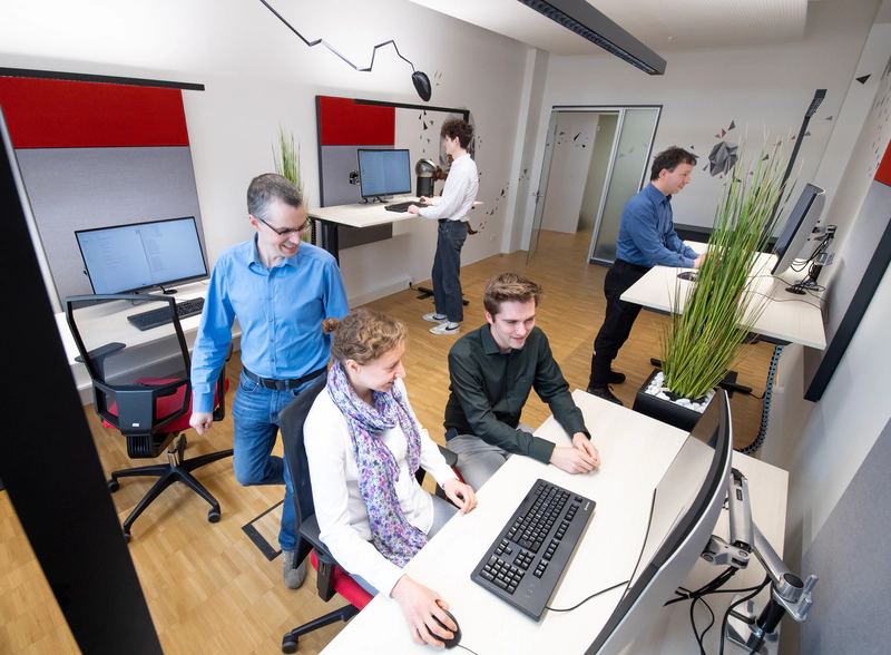 Employees in the office during work