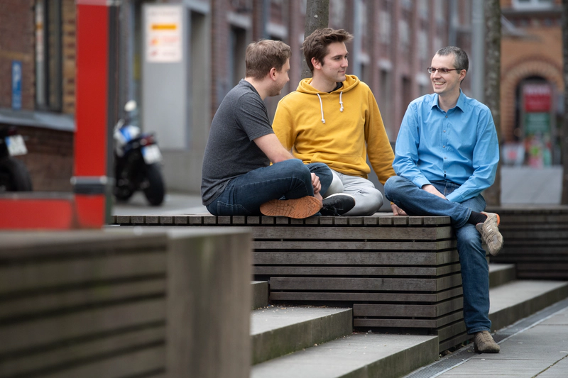 Employees during their break outside